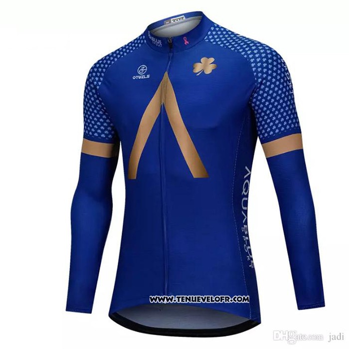 2018 Maillot Ciclismo Aqua Bleue Sport Bleu Manches Longues et Cuissard